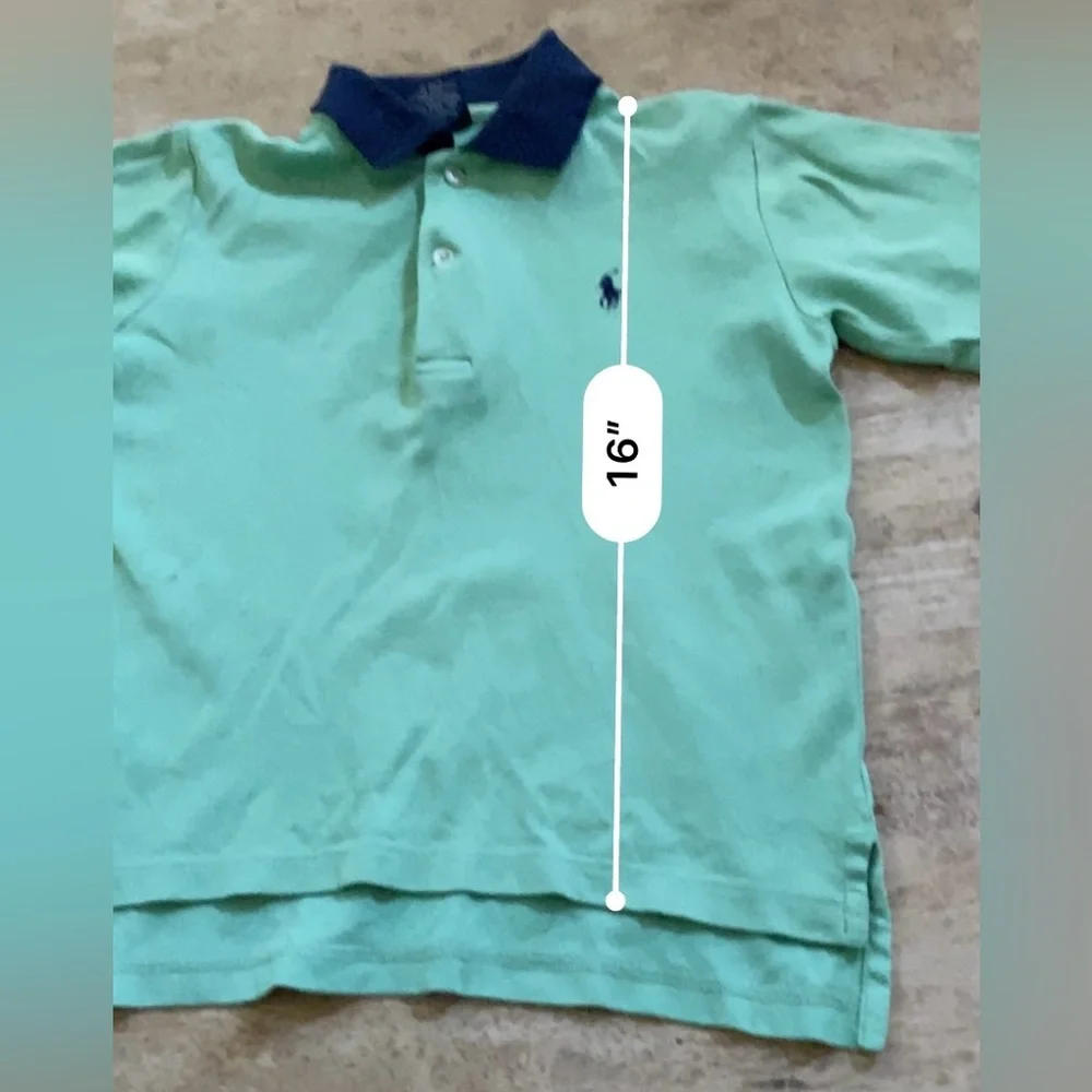 Vintage Polo Ralph Lauren Boys’ Sz 5 Green/Navy Cotton Jersey Polo Shirt‎